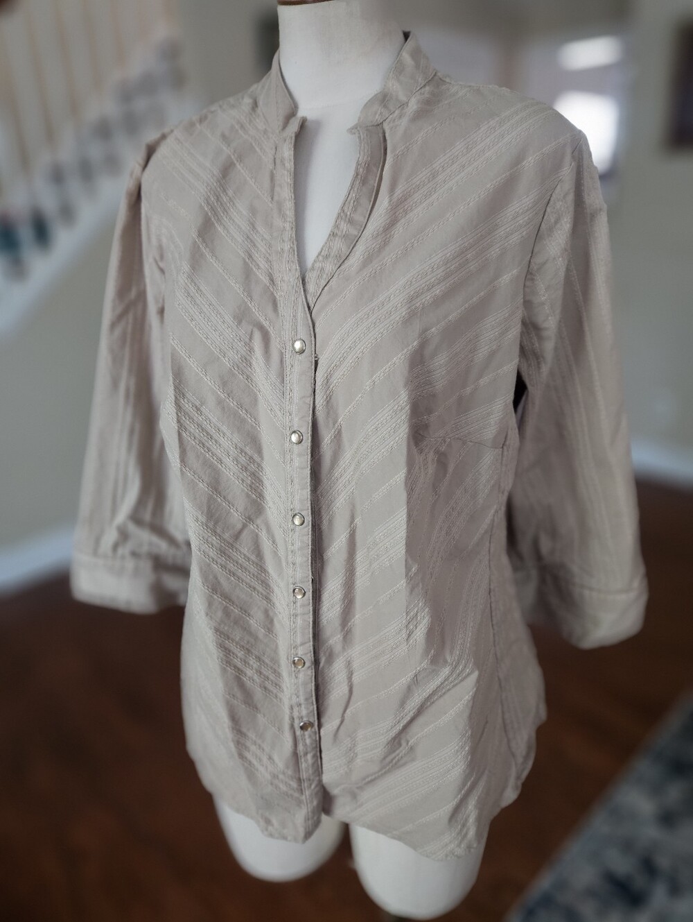 Vtg Faded Glory Pearl Snap Top 16W